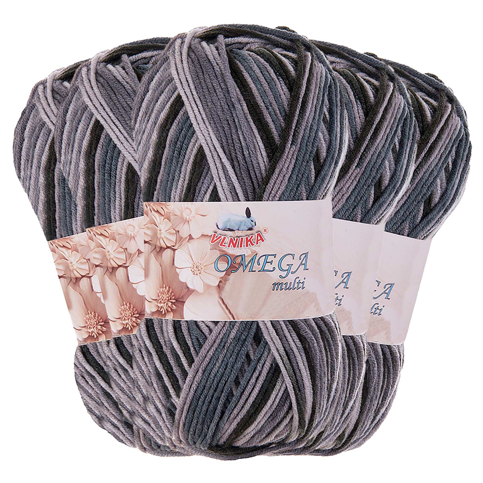 maDDma 5 x 100g Strickgarn Omega multi Häkelgarn Acrylwolle Klassikgarn Häkelwolle, 1200 m (Einzelknäuel), mehrfarbig 4