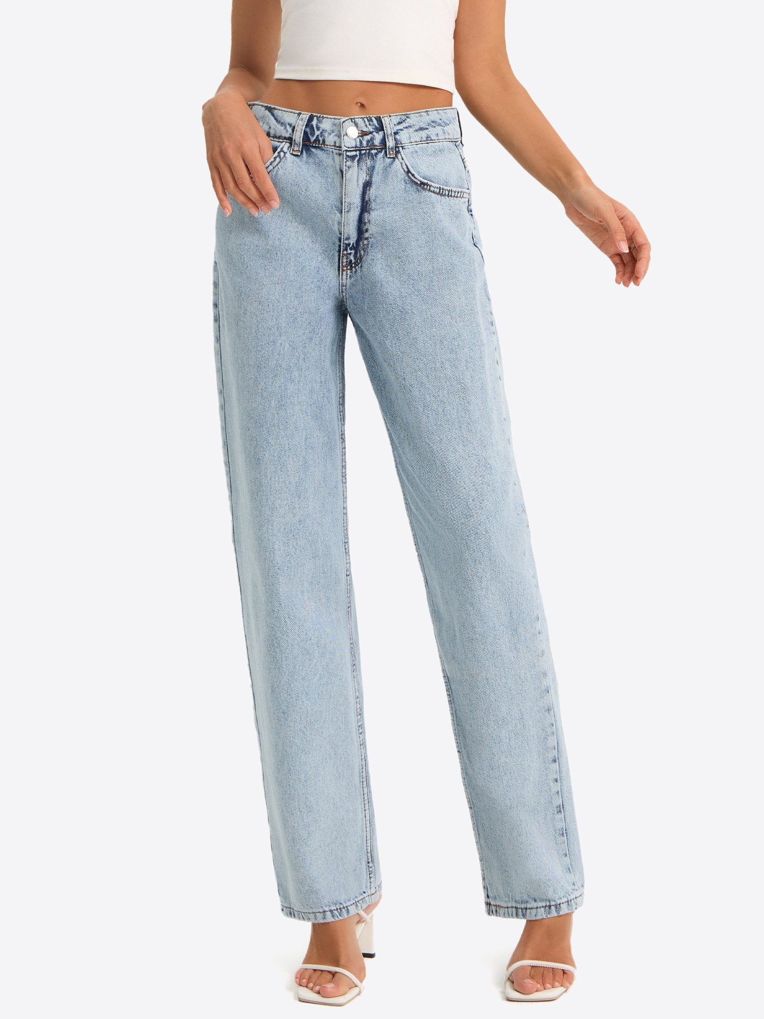 Gerade Jeans Damen Straight Fit Jeans im Five-Pocket Style
