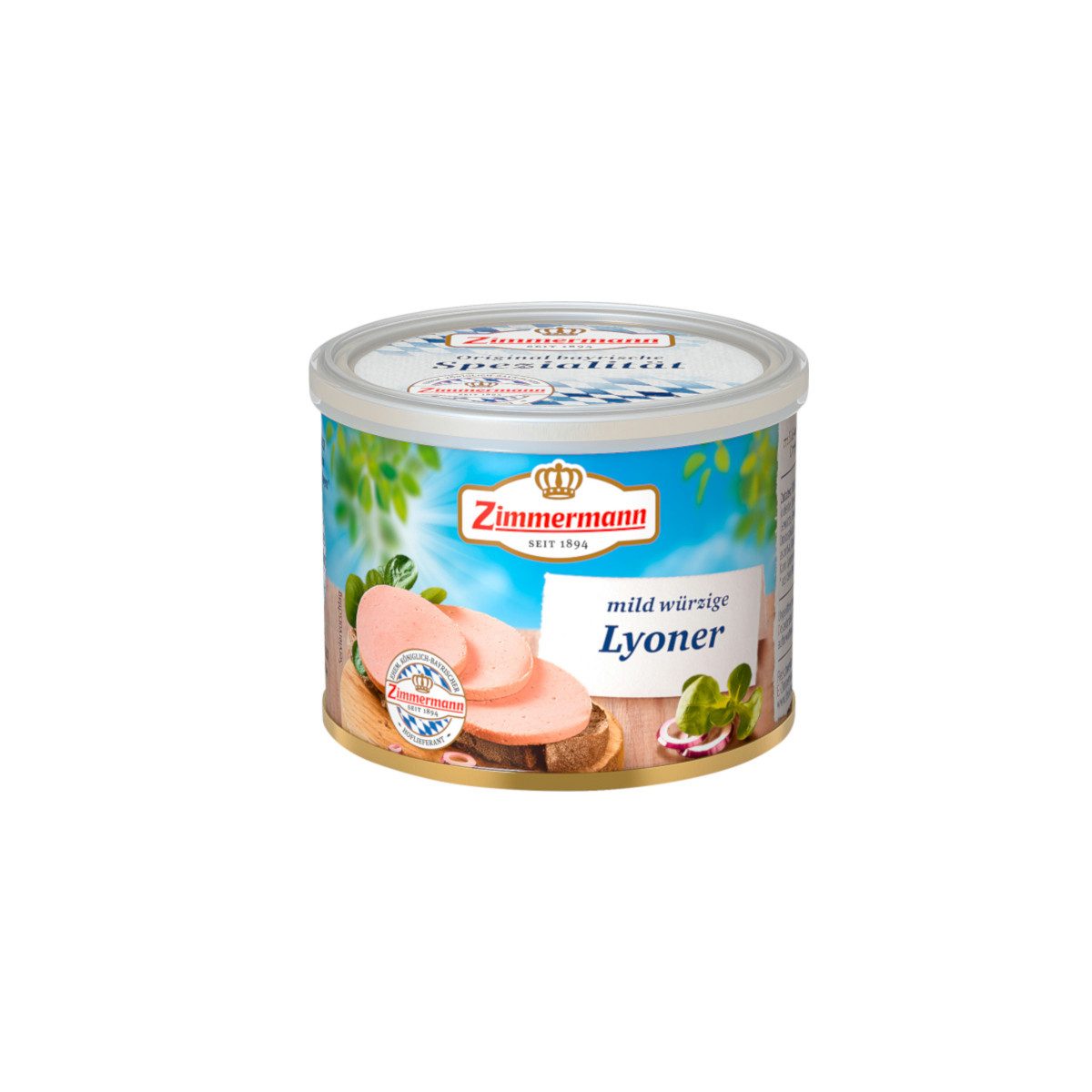 Zimmermann Wurstkonserve, Zimmermann Lyoner Wurst geschnitten Herzhaft und mild gewürzt 200g