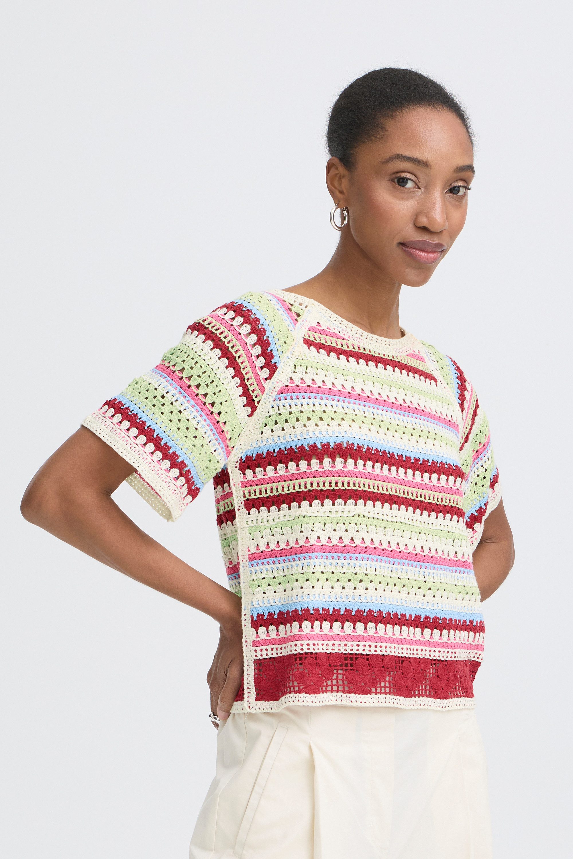 Ichi Strickpullover Kurzarm-Bluse IHBANDIE