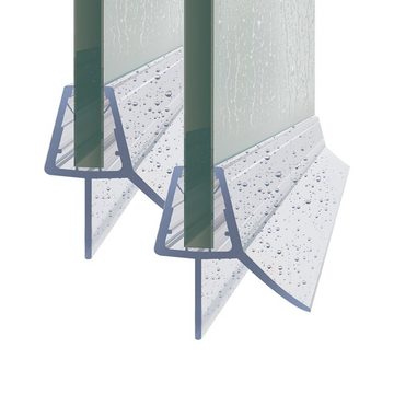 Boromal Duschdichtung 2 4 Stück Ersatzdichtung Wasserabweiser für 4/5/6mm Glas, L: 100 cm, (Schwallschutz, 2-St., für Glastür Duschtür Duschkabine), mit zwei Lippen