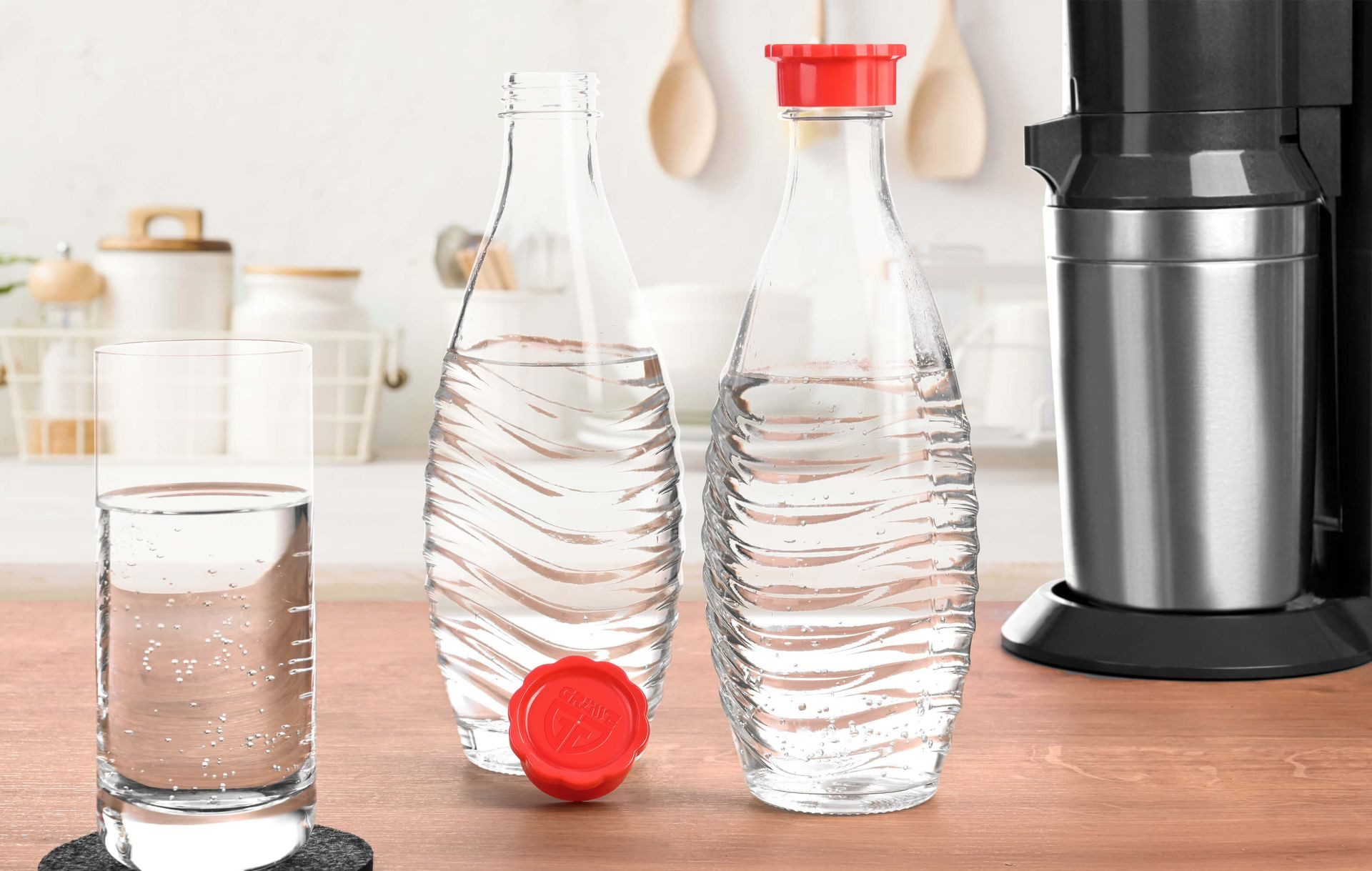 GRÄWE Wassersprudler Flasche 4er Deckel-Set für Sodastream Glasflaschen, 4er Deckel-Set für Sodastream Glasflaschen – Bild 3 von 4