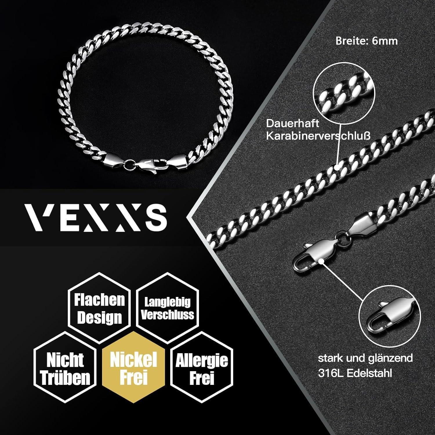LuxusKollektion Panzerarmband Armband Herren 6mm 18Karat Vergoldet 6mm-Silbrig 22.86 Zentimeter