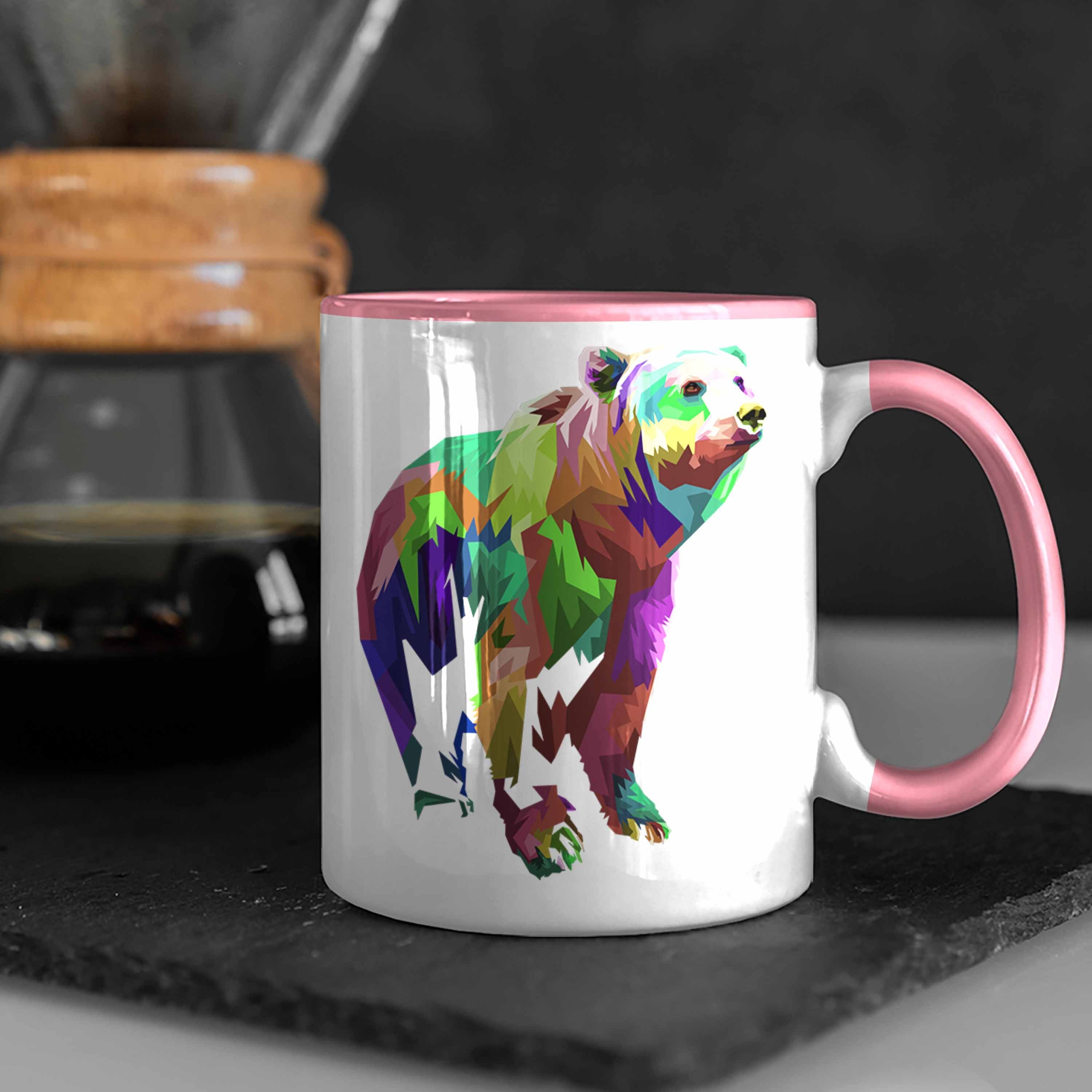 Geschenk Trendation - Trendation Liebhaber Poiygon Grafik Rosa Bären Bär Tasse Tasse