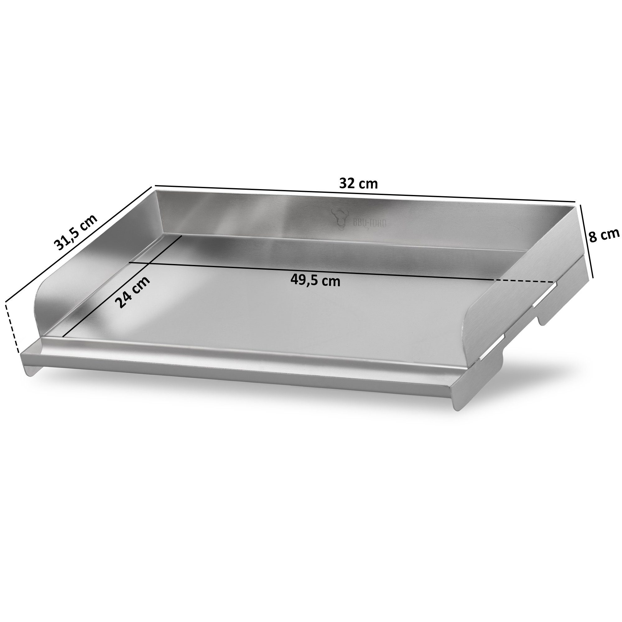 BBQ-Toro Grillplatte Edelstahl Grillplatte, 49,5 x 28 cm BBQ Plancha, Grillblech