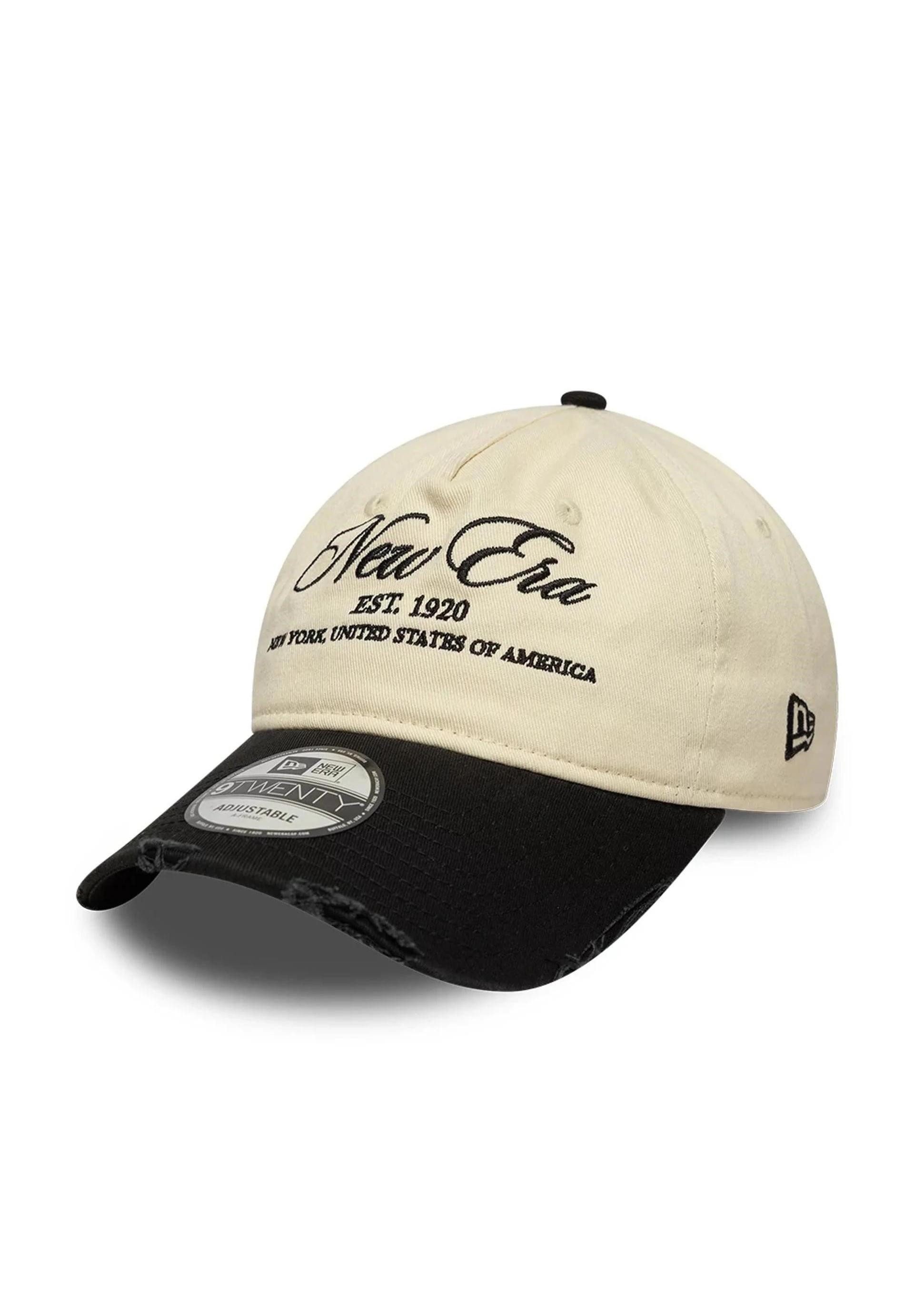 Baseball Cap New Era Washed Distressed 9Twenty A-Frame Cap Beige Schwarz
