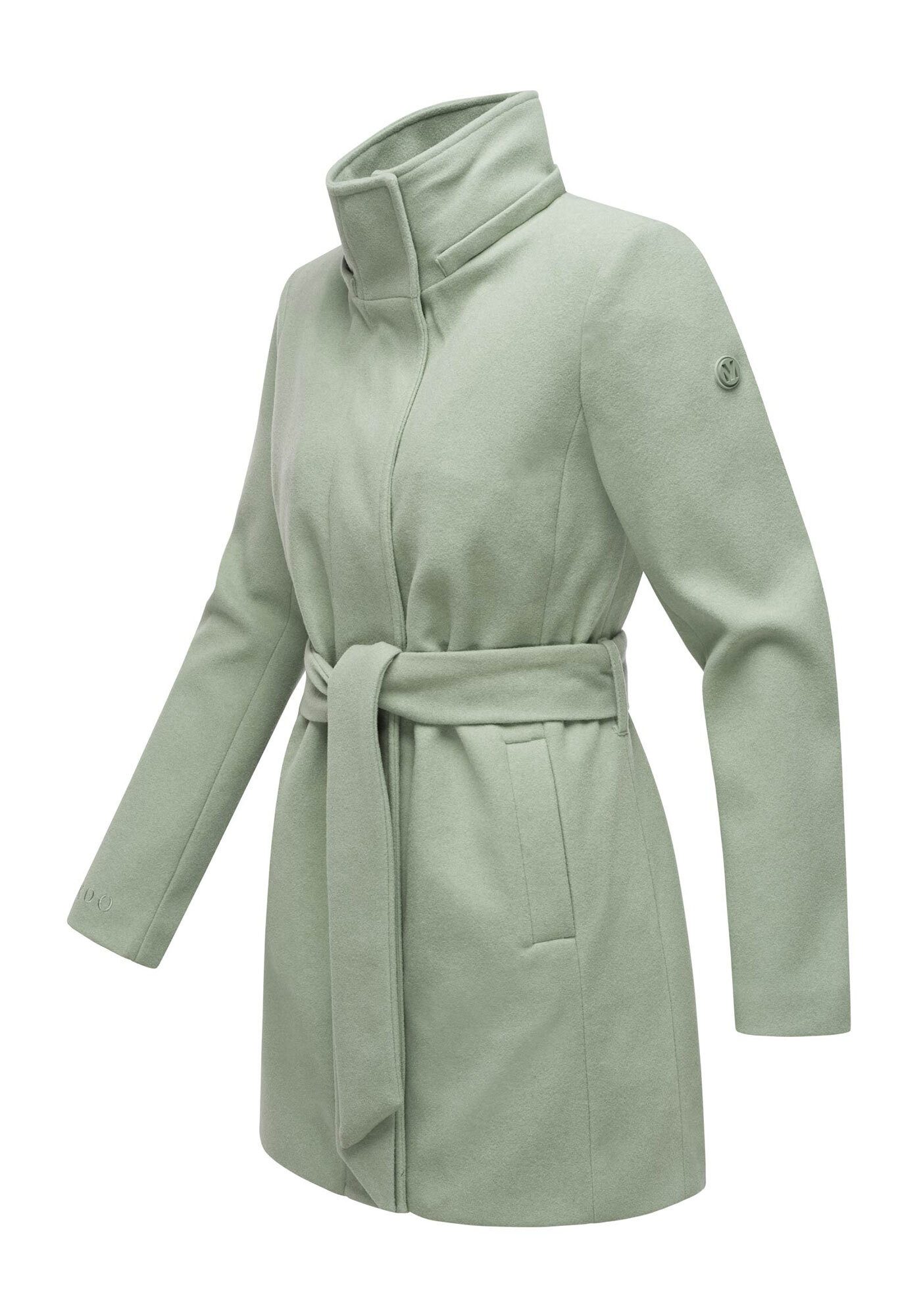Marikoo Kurzmantel Katalinaa Eleganter Wickel Mantel mit Taillengürtel und Oversized Hood Kapuze – Bild 3 von 5