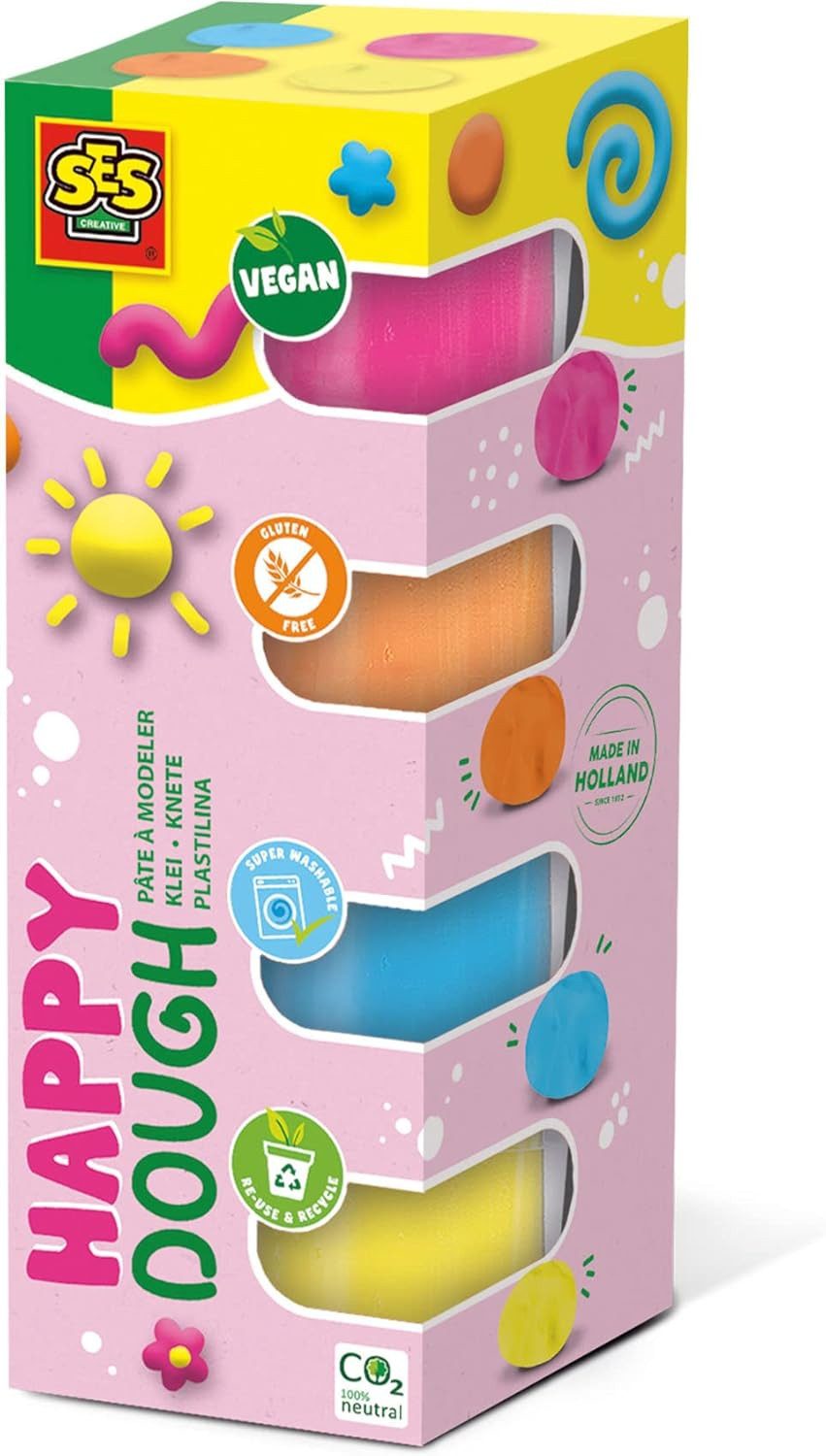 SES Creative Spiel SES Feel good Play-Doh Happy - Kreativset für Kinder (4 x 90g)