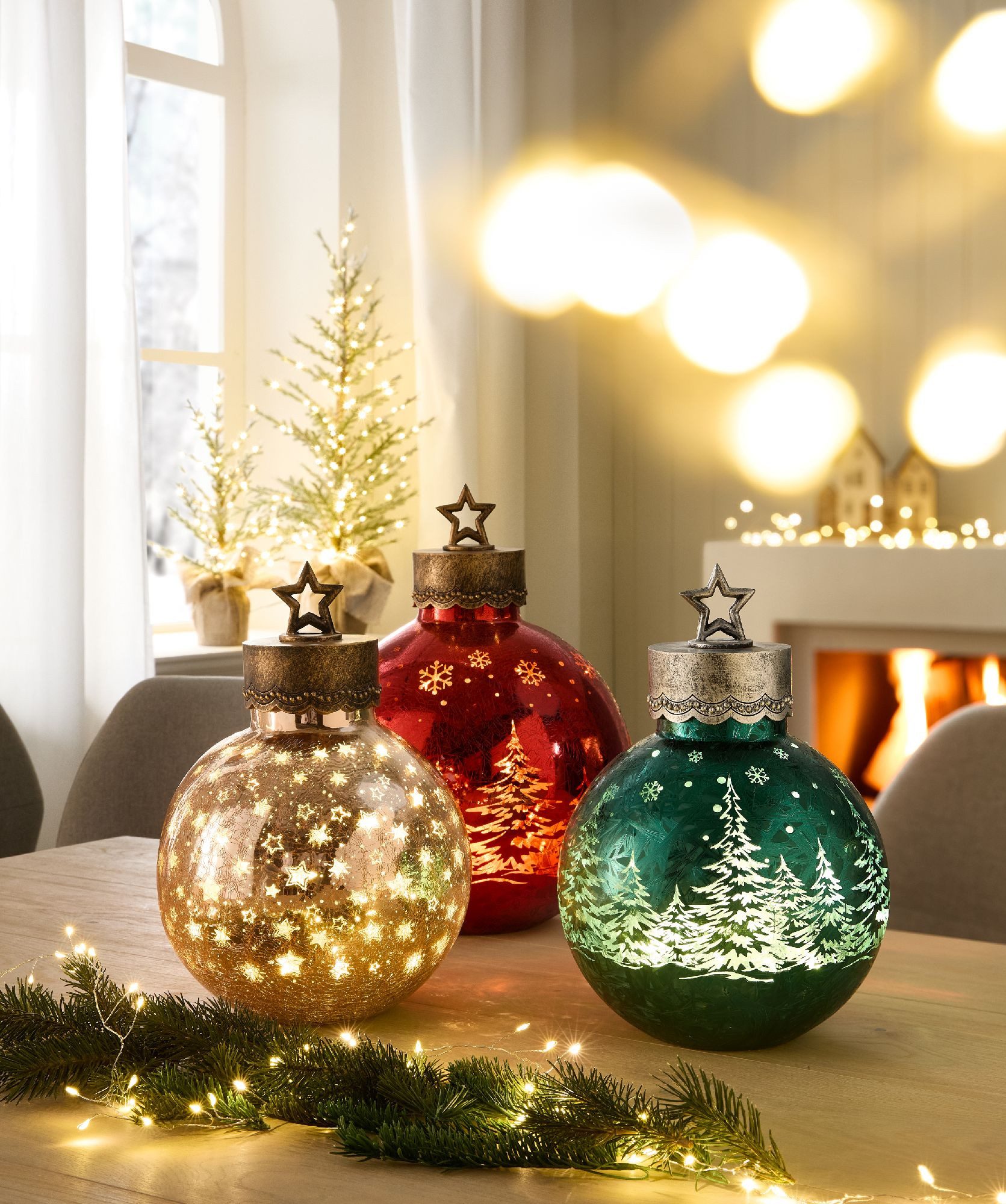 formano Dekokugel Sterne, Mit Timerfunktion, rosa, Motiv: Sterne