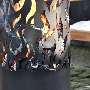 Linoows Feuerschale XXL Feuertonne Lasercut Feuersäule mit Flammenbild, (Großer Feuerofen Lasercut Gartenfeuer Terrassenfeuer)