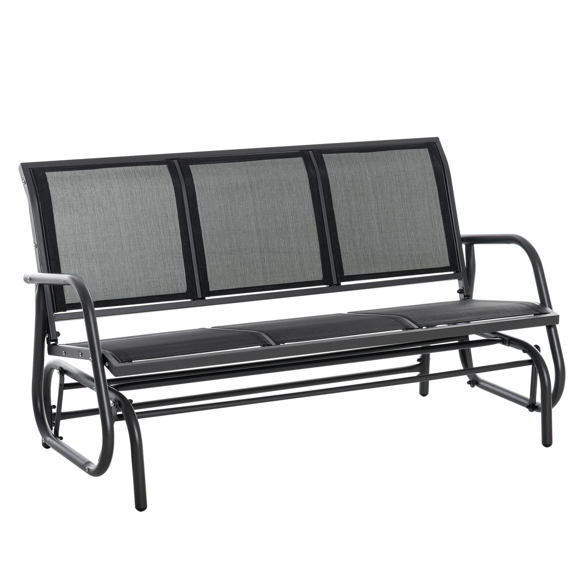 MODFU Schaukelstuhl Metall Schaukelbank für Garten, Terrasse und entspannte Sitzmomente (3-Sitzer Schaukelbank 147x70x85 cm Metall Dunkelgrau Garten Terrasse, 1 St), Gartenschaukel Sitzbank mit Schaukelmechanismus für 3 Personen