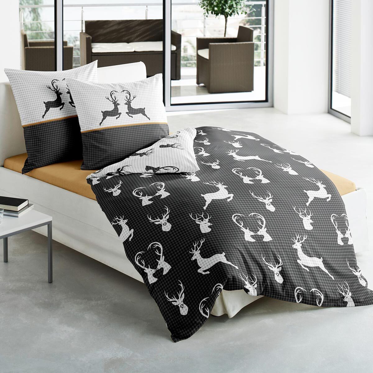 TRAUMSCHLAF Bettwäsche Hirsche, Biber, 2 teilig, Winterbettwäsche in warmer günstig online kaufen