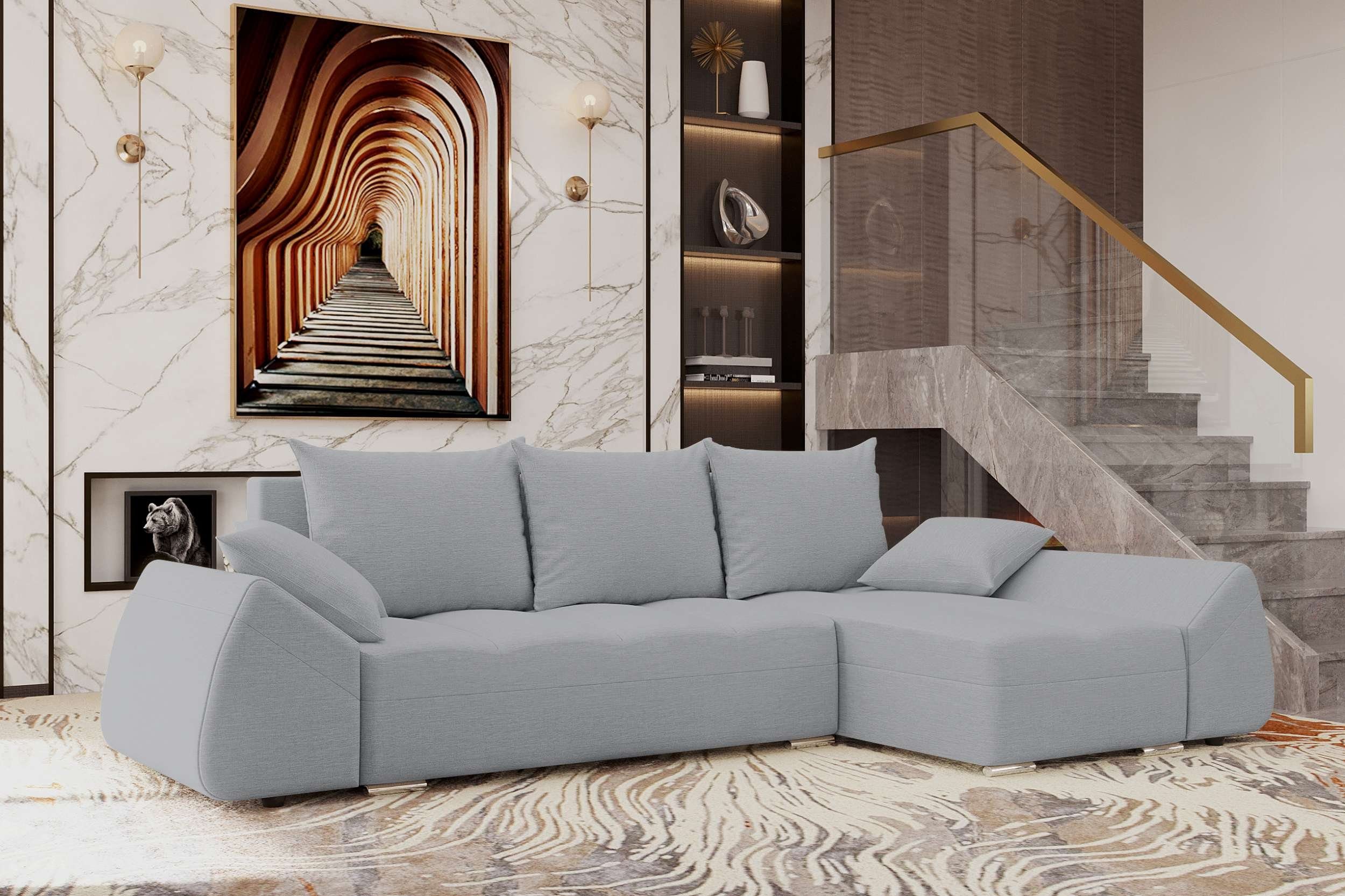 Modern Sofa, Bettkasten, Eckcouch, Ecksofa Stylefy Cascade, Design Bettfunktion, mit Sitzkomfort, mit L-Form,