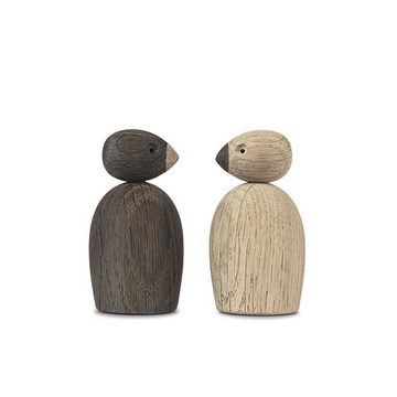 KAY BOJESEN Denmark Dekofigur Bird Spatzenpärchen; 2er Set Holzfigur Vogelpärchen aus Eiche; Dänischer Designklassiker