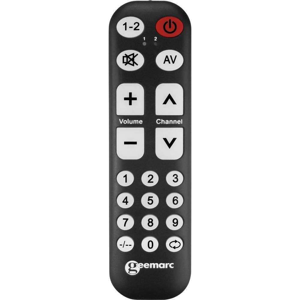 Geemarc lernfähige Universalfernbedienung mit großer Schrift TV-10_BLK Fernbedienung