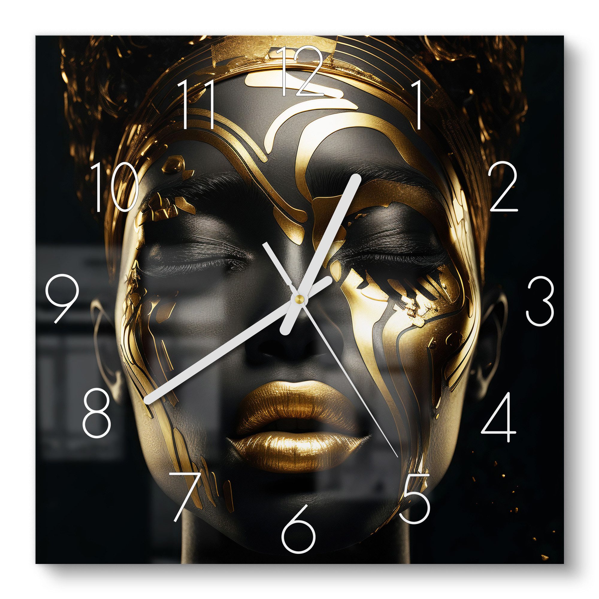 DEQORI Wanduhr 'Göttin des Goldes' (Glas Glasuhr modern Wand Uhr Design Küc günstig online kaufen