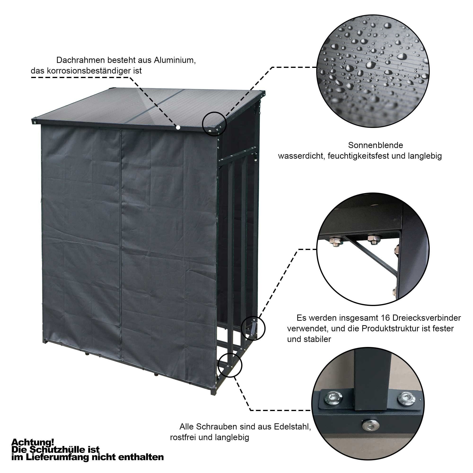 tools security SCHMIDT 143x70x145cm Kaminholzregal Kaminholzregal Brennholzregal Aluminium