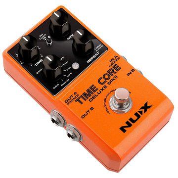 Nux E-Gitarre Time Core Deluxe MKII Delay Pedal, Hall-Effektgerät, mit Klinkenkabel