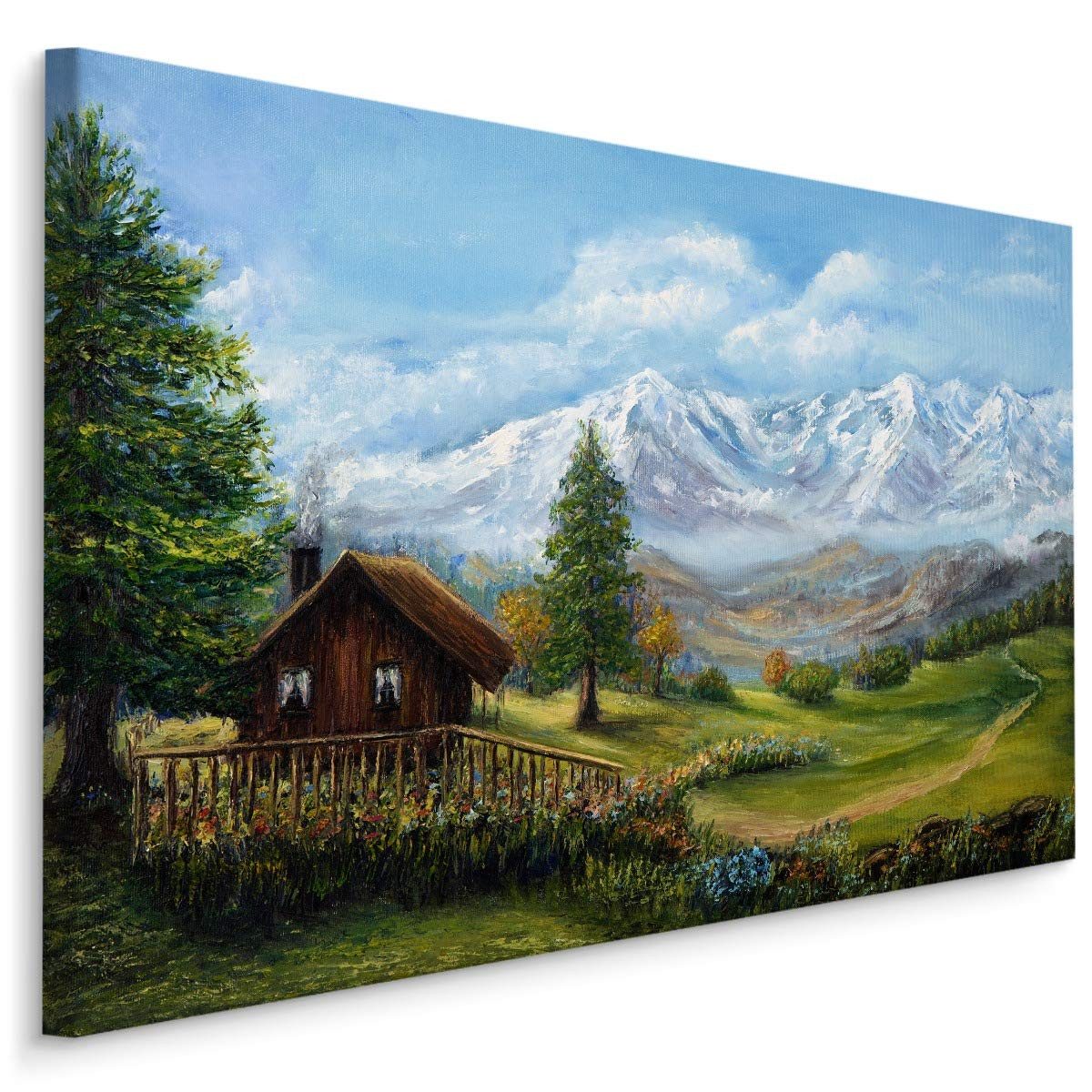 Muralo Leinwandbild Architektur – Leinwandbild Wandbild Kunstdruck Wohnzimmer, Gebäude (1 St), Gebäude – Haus – Natur, 90 x 60 cm, aufhängefertig