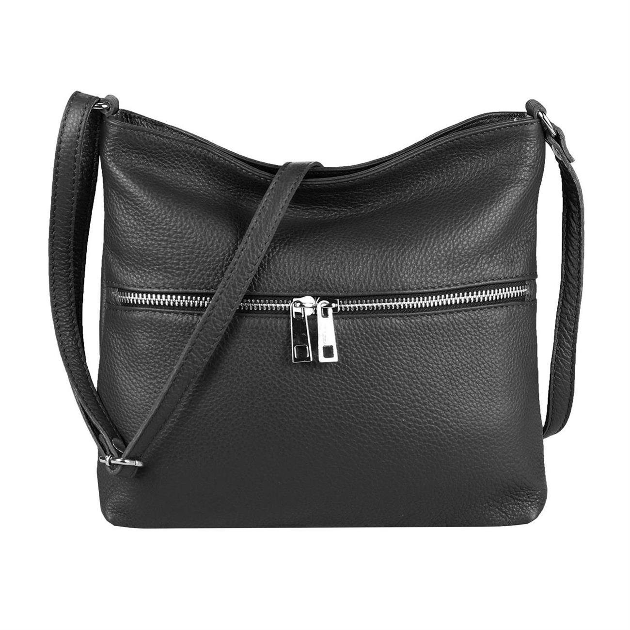 ITALYSHOP24 Schultertasche Made in Italy Damen Leder Tasche CrossOver, als Handtasche, Umhängetasche, Shopper tragbar