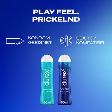 durex Gleitgel Play Feel & Perfect Glide & Prickelnd (3 x 50ml), Ausprobierpaket, 3-tlg., Wasser- & Silikonbasis, Kondom-geeignet