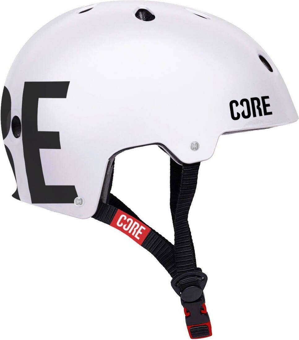 Core Action Sports Protektoren-Set Core Street Stunt-Scooter Skate Dirt  Helm Weiß/Logo Schwarz
