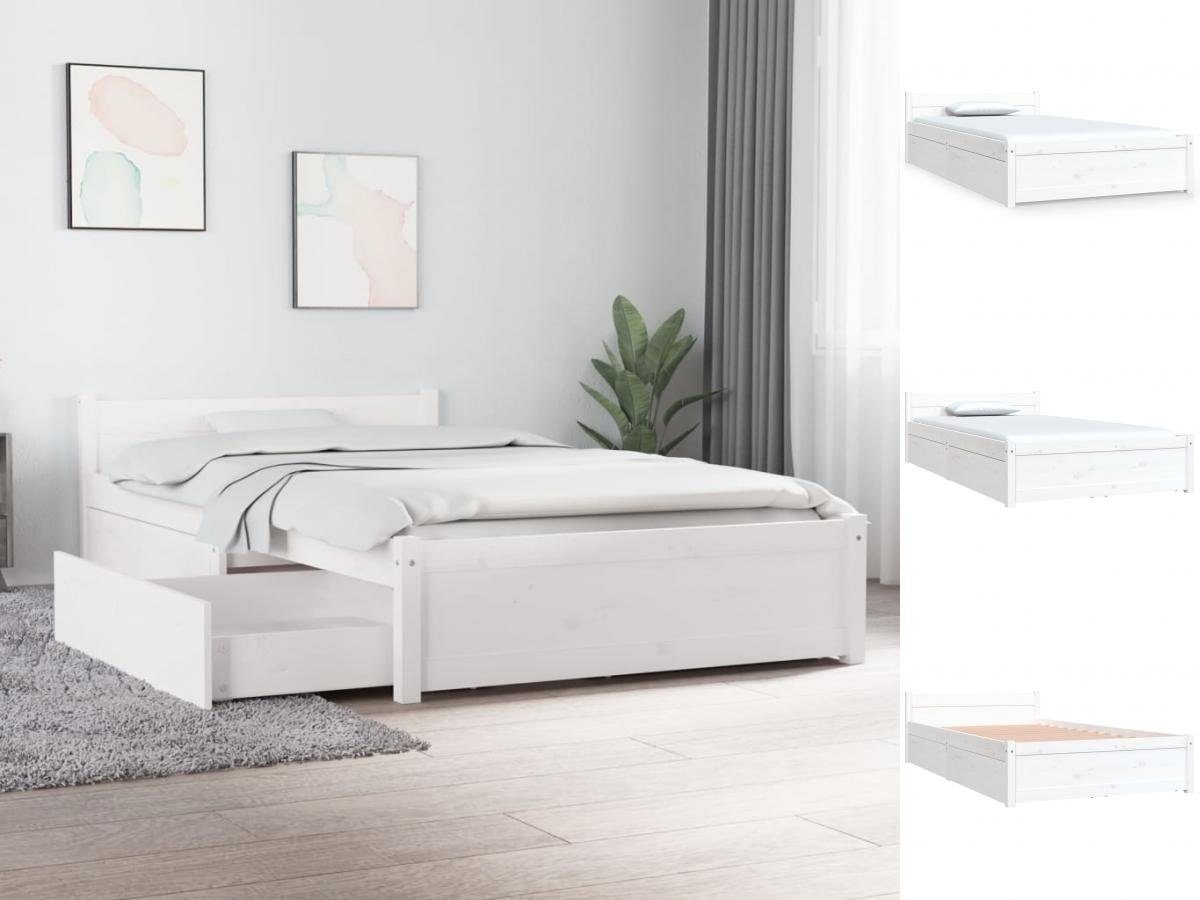 vidaXL Bettgestell Bett mit Schubladen Weiß 100x200 cm Bett Bettgestell Bettrahmen