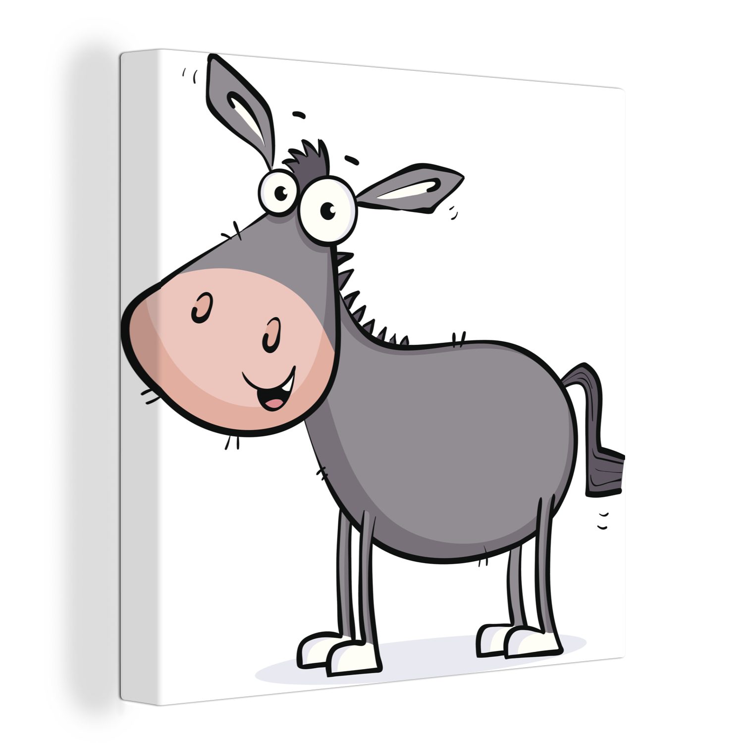 OneMillionCanvasses® Leinwandbild Eine Illustration eines grauen Esels, (1 St), Leinwand Bilder für Wohnzimmer Schlafzimmer