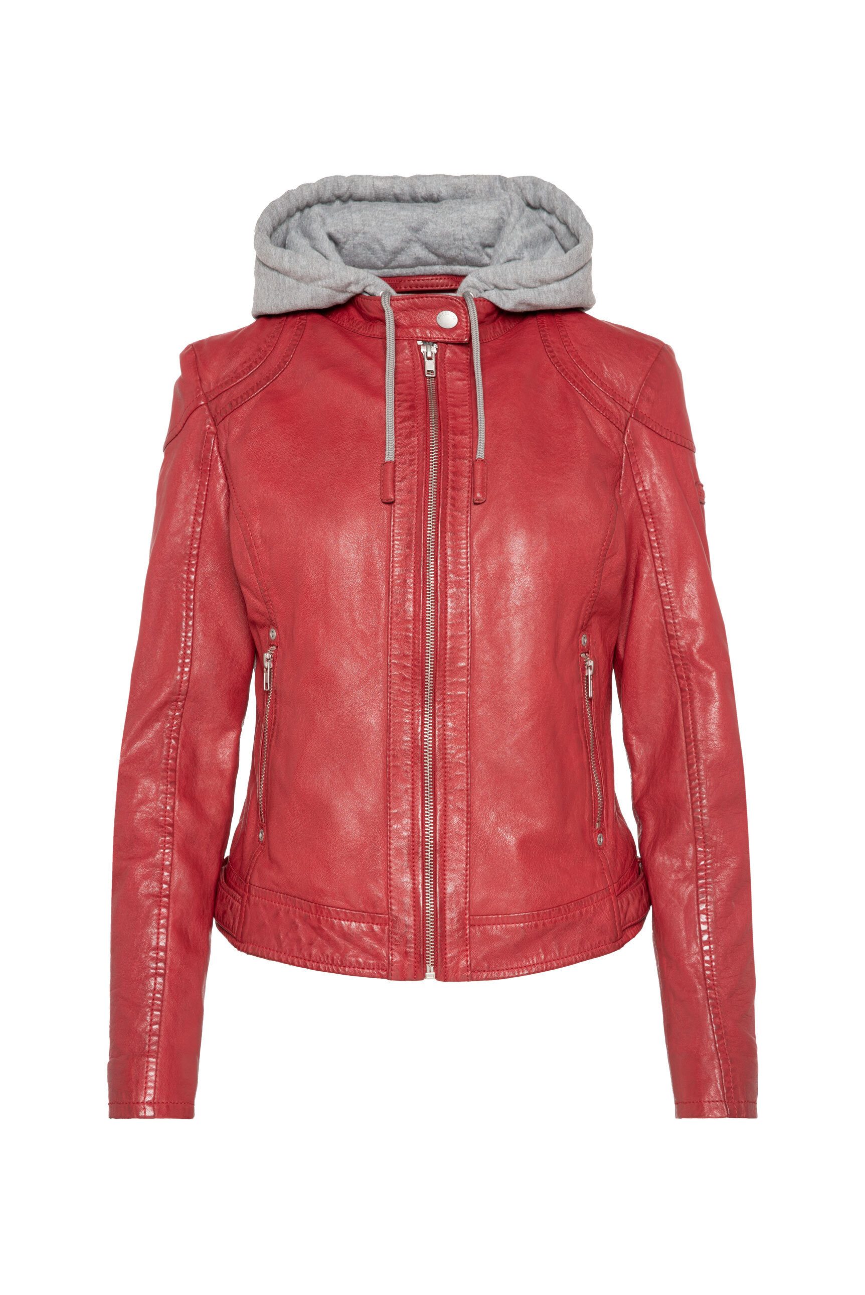 SOCCX Lederjacke mit Druckknopfriegel an den Seiten