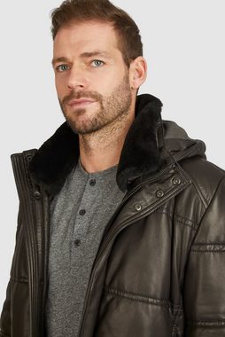 bugatti Lederjacke BUFREDERICO mit Stehkragen und Kapuze