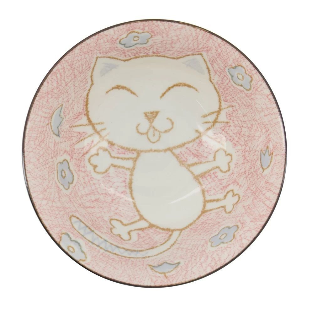 WestCraft Snackschale Tokio Japan Design Katzen Schalen Kawaii Cat Tayo Schüssel Blue & Pink, Porzellan, (1-tlg), Ramen Reis Nudel Suppen Dessert Bowl, Pink Kawaii Cat 15x7cm