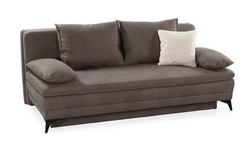 luma-home Schlafsofa 15158, Dauerschläfer mit Bettkasten 202 cm breit, Wellenunterfederung, integrierterTopper, Mikrofaser, Braun