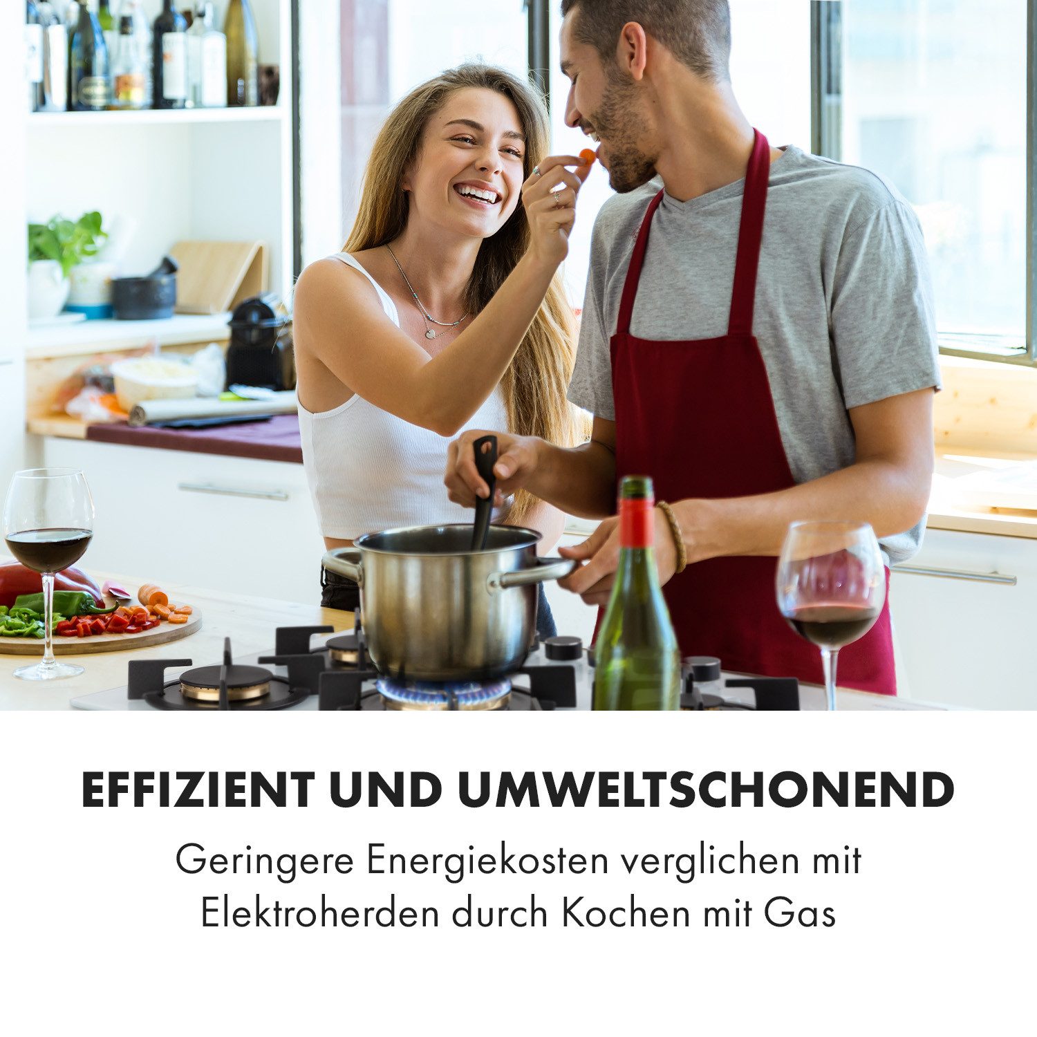 Klarstein Gas-Kochfeld Goldflame 5, Einbau Gas Kochfeld 5 Platten Herdplatte Kochplatte Einbaukochfeld