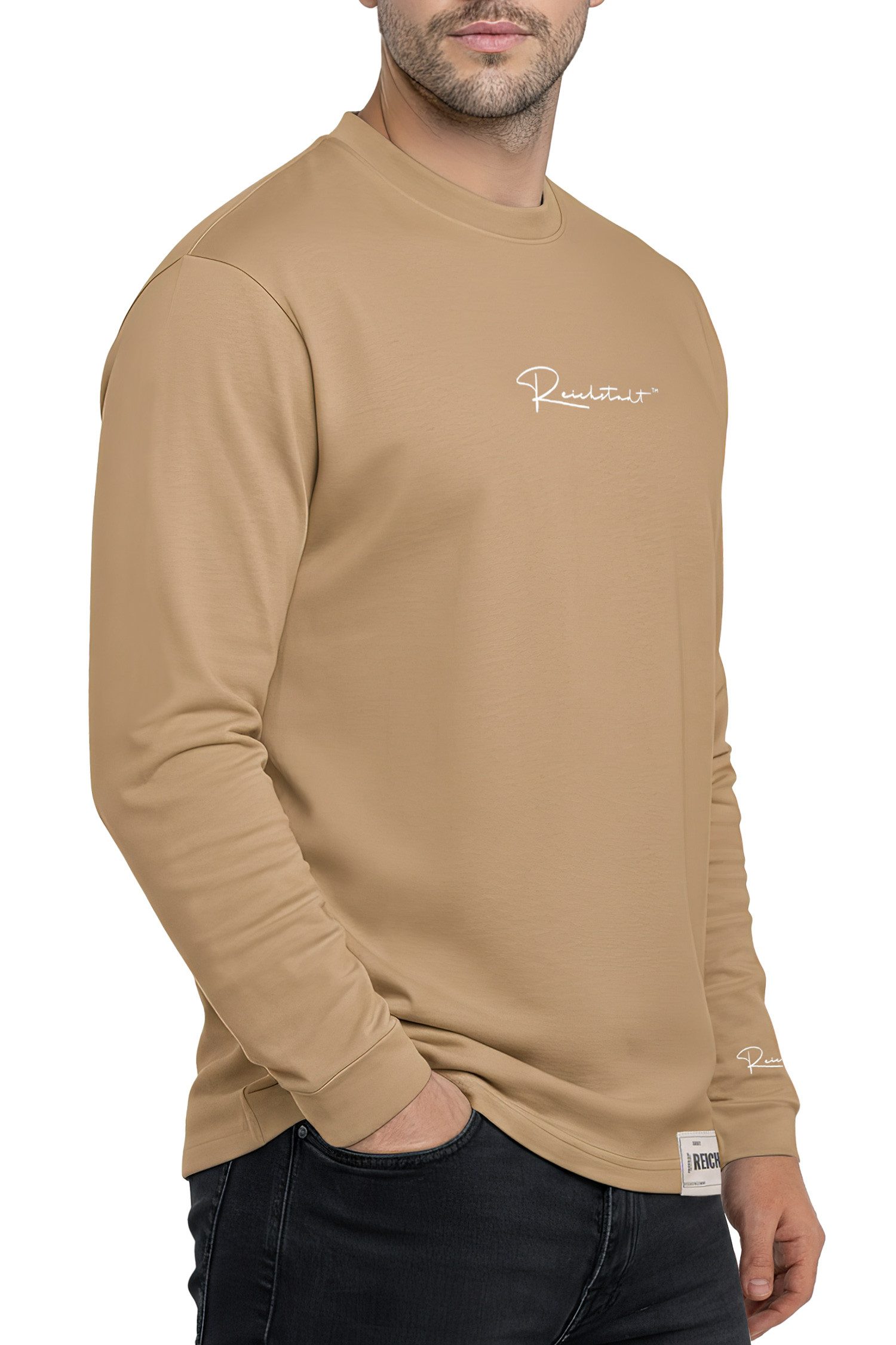 Reichstadt Longsleeve Herren Oversized Langarm Shirt 23RS042 mit Stitching auf der Brust – Bild 4 von 5