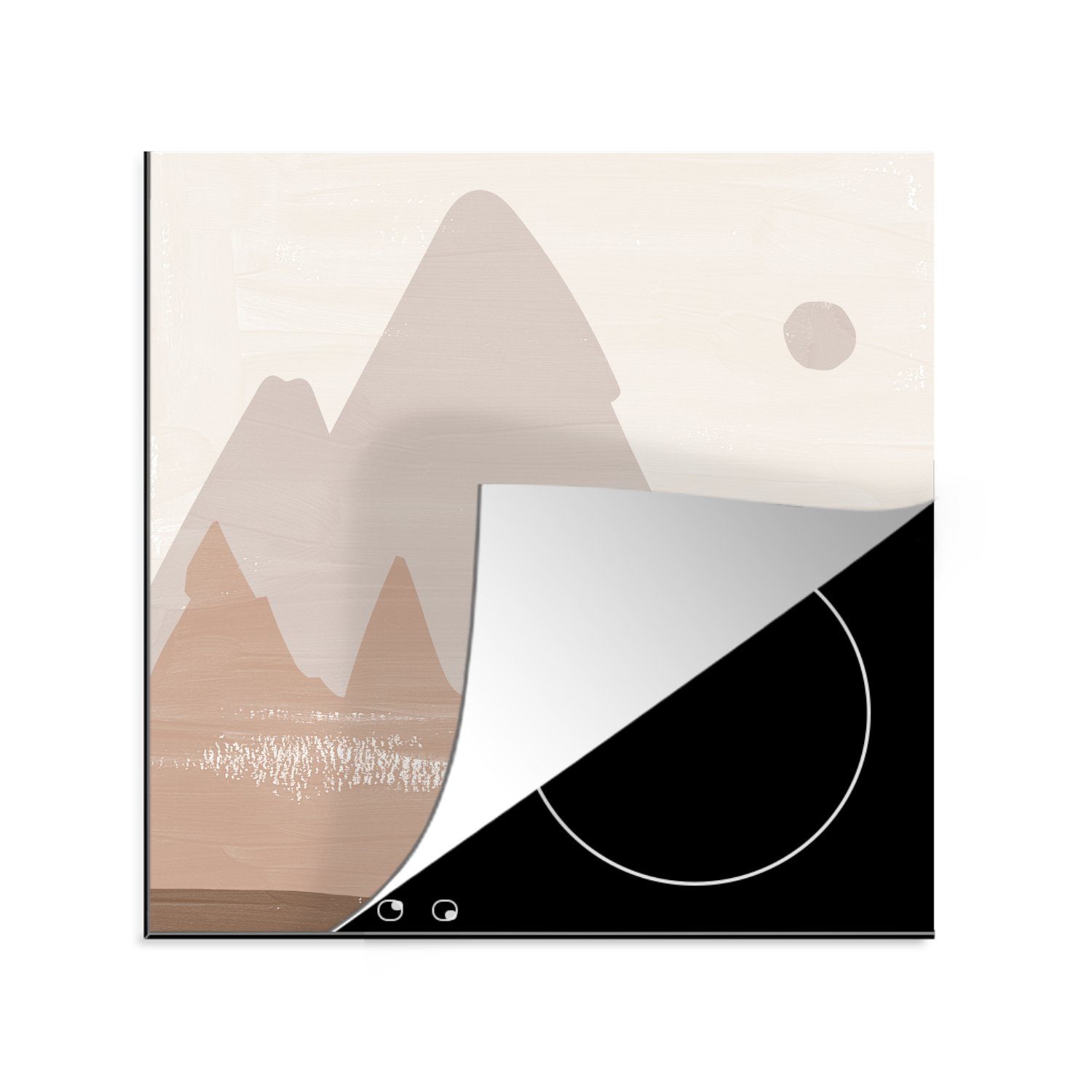MuchoWow Herdblende-/Abdeckplatte Landschaft - Pastell - Abstrakt - Berge, Vinyl, (1 tlg), 78x78 cm, Ceranfeldabdeckung, Arbeitsplatte für küche