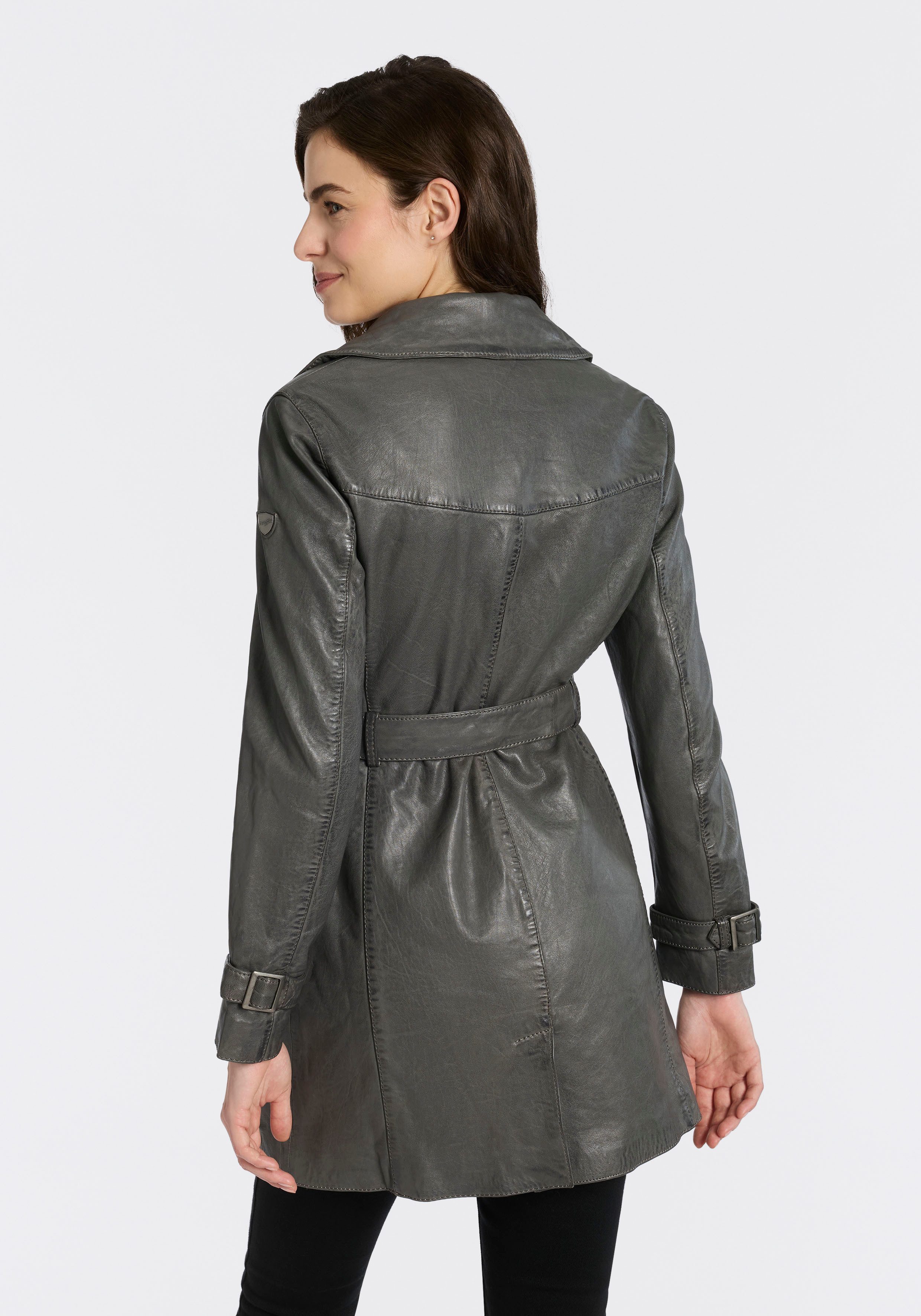 Mauritius Ledermantel GWTaresa (2-tlg., mit Bindegürtel) Leder-Trenchcoat mit Bindegürtel