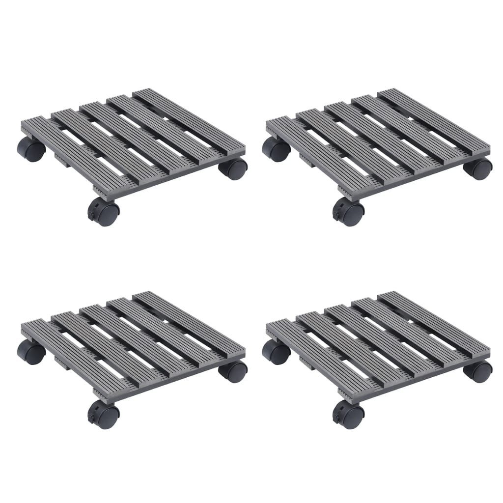 vidaXL Blumenständer Pflanzenroller 4 Stk. Grau 30x30x7,5 cm WPC (4 St)