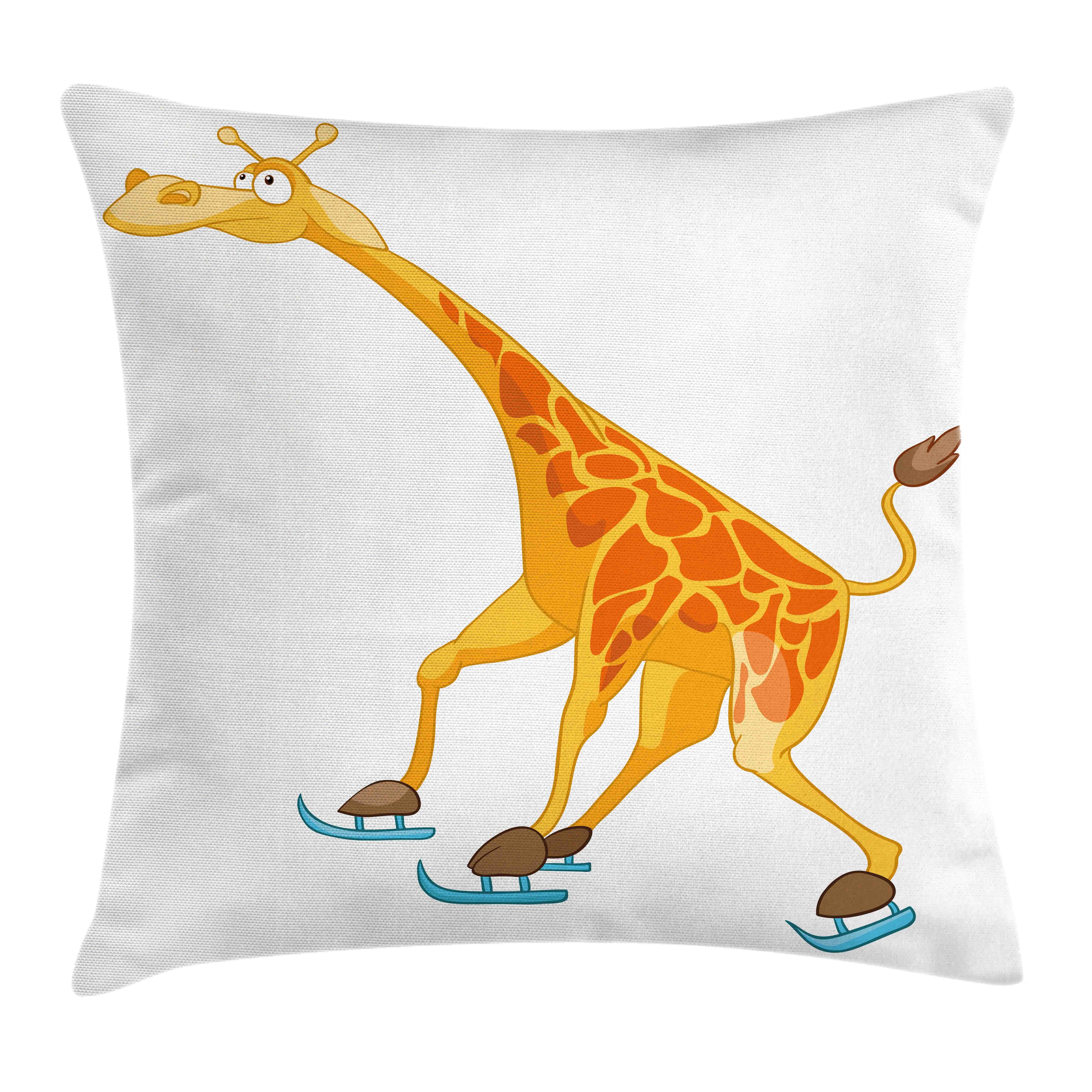 Giraffe Tier Waschbar (1 Abakuhaus mit Farben Beidseitiger mit Stück), Reißverschluss Schlittschuhlaufen Farbfesten Lustige Klaren Druck, Kissenbezüge Kissenhülle