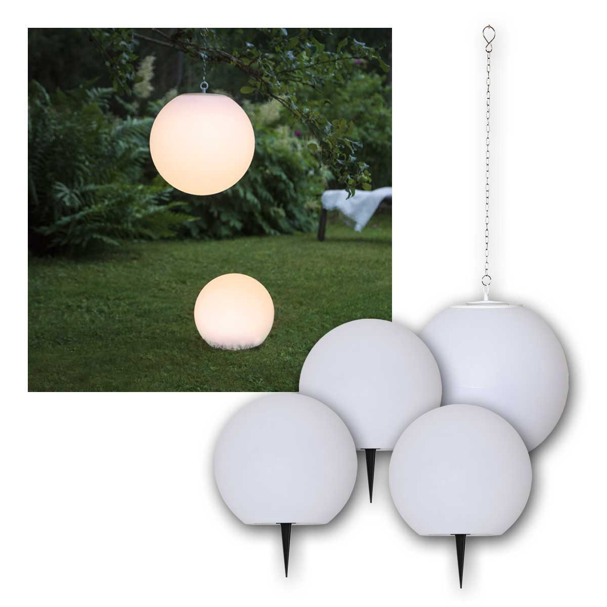 STAR TRADING LED Solarleuchte Solar-Kugel-Leuchte GLOBY Ø25/30cm, 4er Set ww