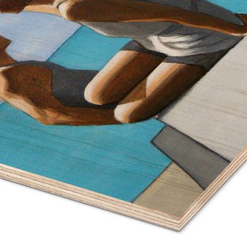 Posterlounge Holzbild Sarah Morrissette, Die Badenden nach George Hoyningen-Huene, Badezimmer Maritim Malerei