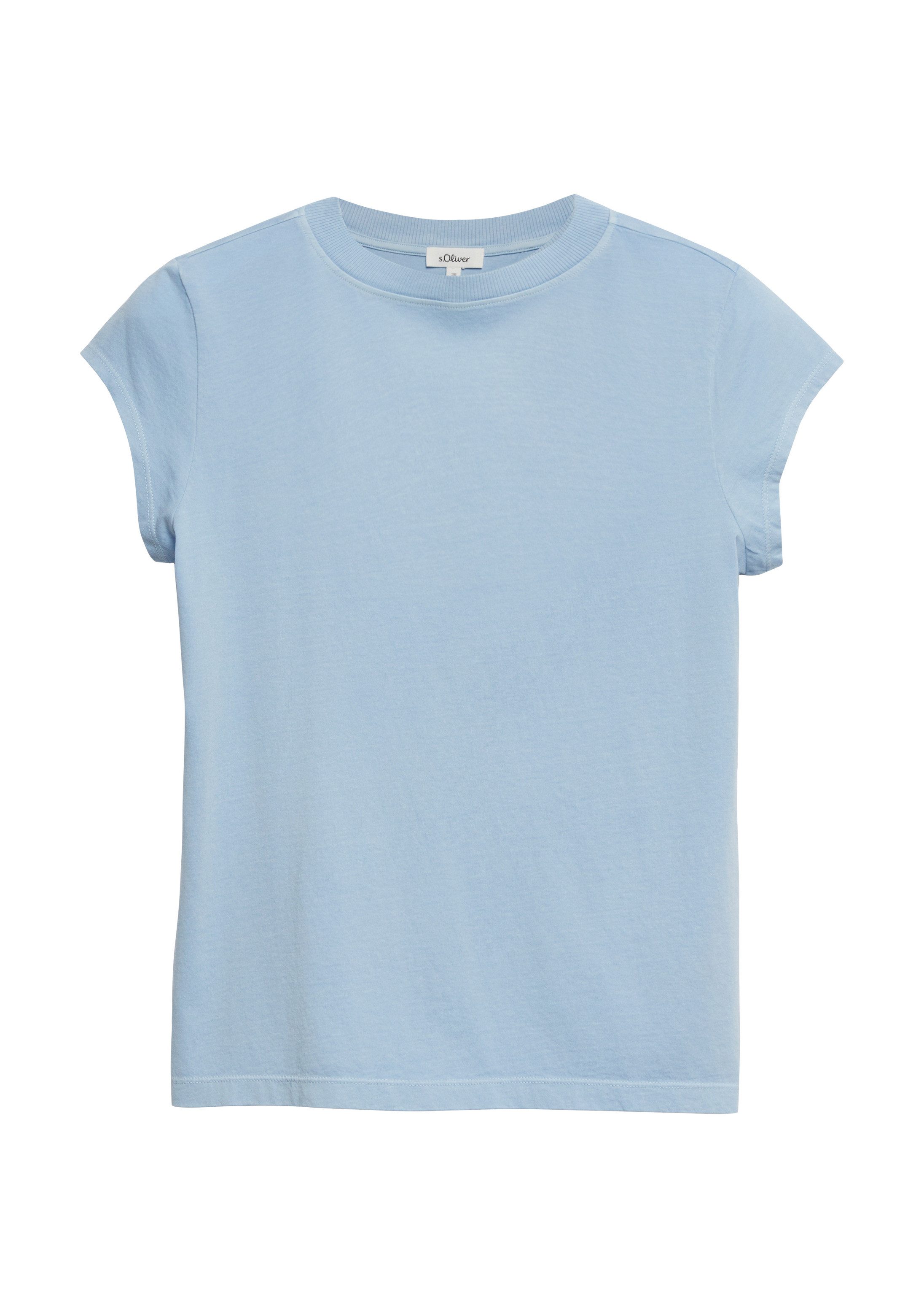 s.Oliver Kurzarmshirt T-Shirt Baumwollshirt mit Rundhalsauschnitt und Garment Dye