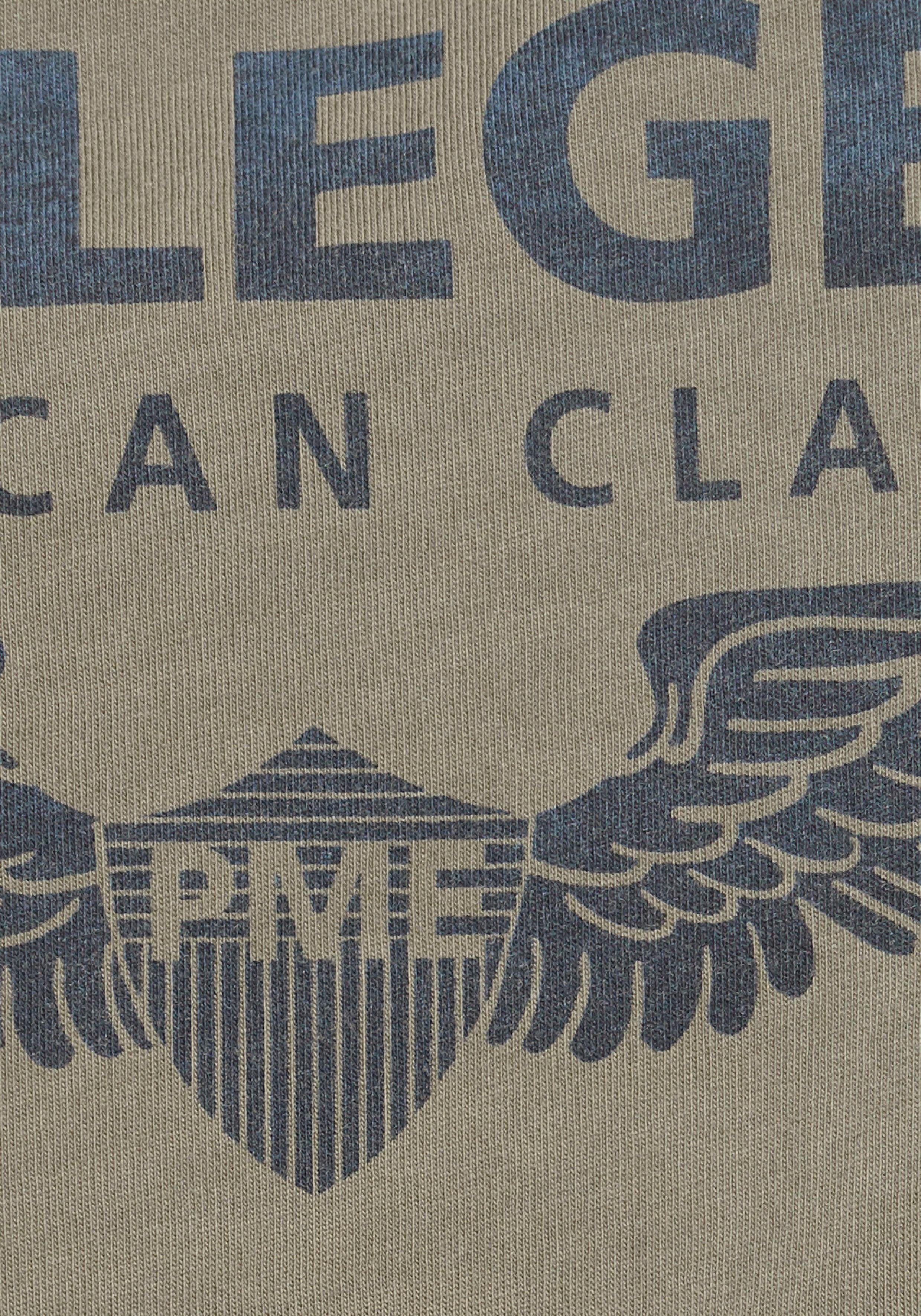 PME Logoprint Rundhalsshirt mit olivgrün-bedruckt LEGEND