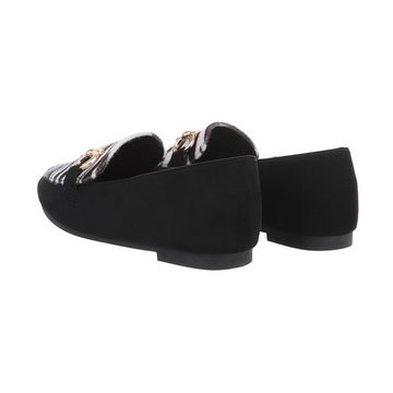 Ital-Design Damen Mokassins Freizeit Slipper (86188159) Blockabsatz Mokassins in Schwarz