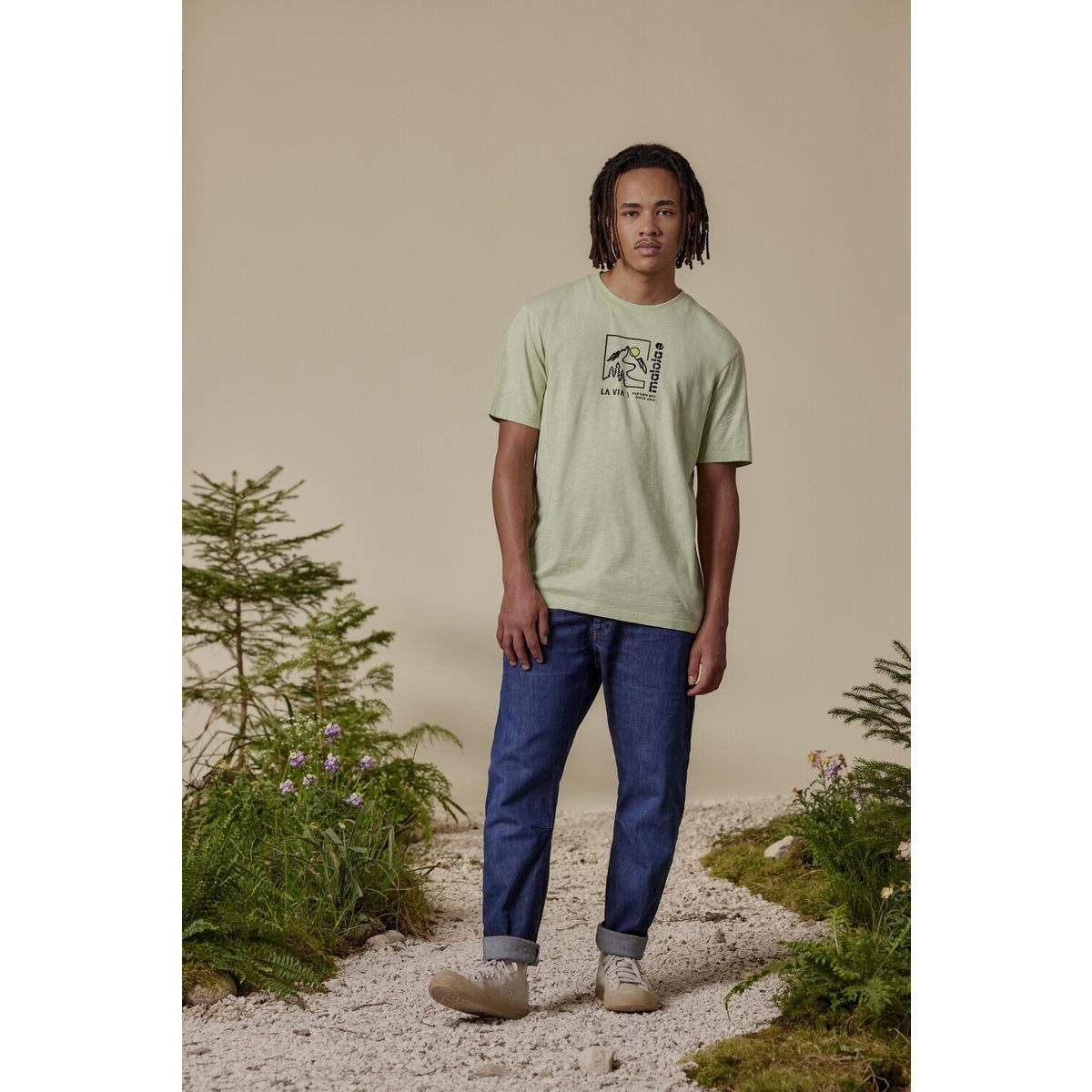 Maloja Kurzarmshirt BraccaM. Loose Fit T-Shirt aus Bio-Baumwoll Cotton-Flamee