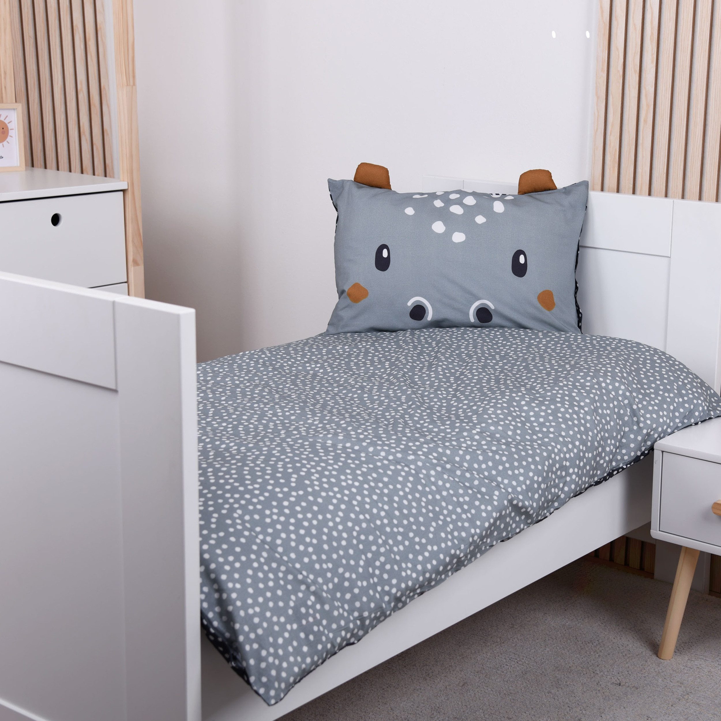Familando Babybettwäsche Hippo 100x135 40x60 cm aus 100% Baumwolle mit Reiß günstig online kaufen