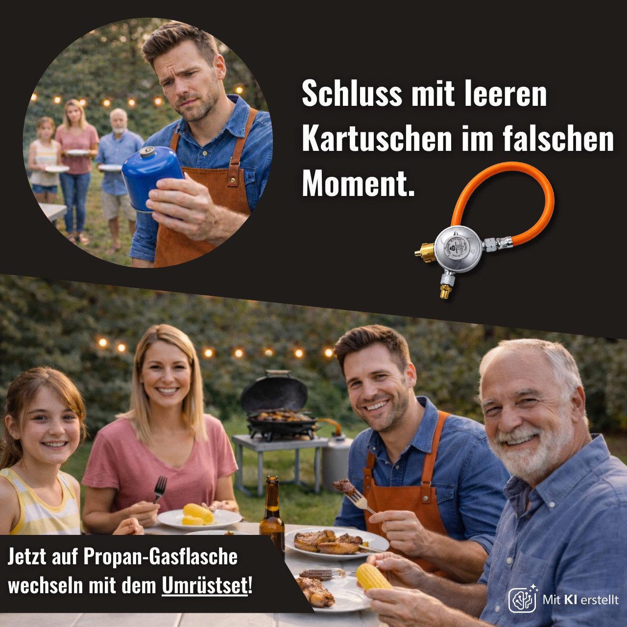 BlueCraft Druckregler Umrüstset von Kartusche auf Gasflasche für Camping Grills & Kocher, Kartusche auf Gasflasche für Gasgrills- Kocher und weitere Geräte – Bild 4 von 5