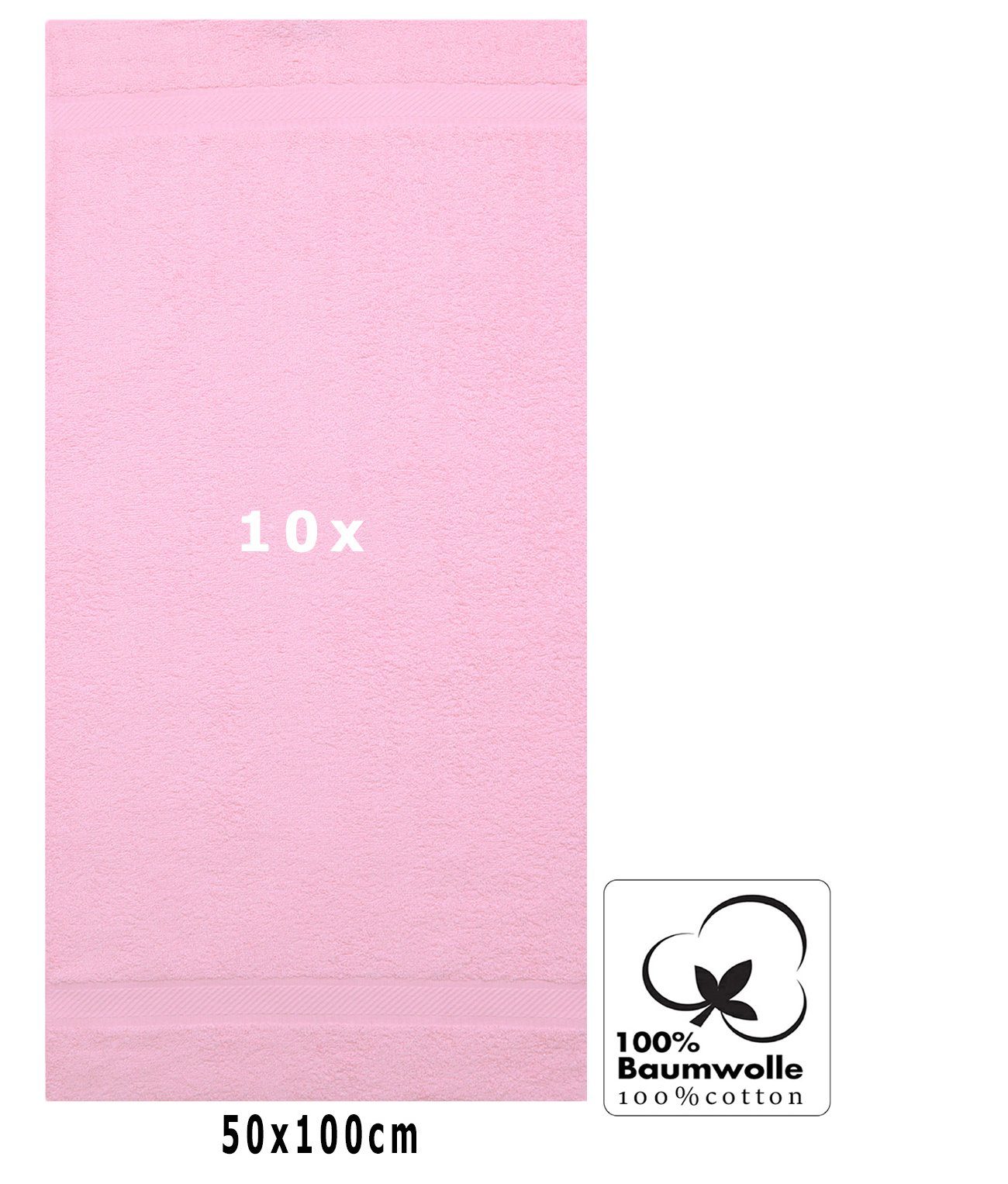 Betz Handtücher 10 Stück Handtuch-Set 100% Baumwolle Farbe Rosé, 50x100cm Palermo