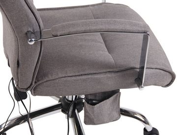 TPFLiving Bürostuhl Portofino mit bequemer Rückenlehne und Massagefunktion (Schreibtischstuhl, Drehstuhl, Chefsessel, Bürostuhl XXL), Gestell: Metall chrom - Sitz: Stoff grau