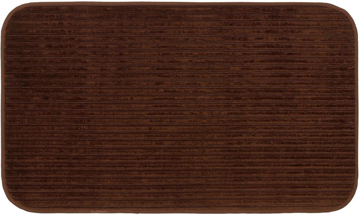 Gözze Badematte Berlin, Höhe 7 mm, rutschhemmend beschichtet, fußbodenheizungsgeeignet, Polyester, rechteckig, Badteppich, Uni Farben, Cord Optik, waschbar