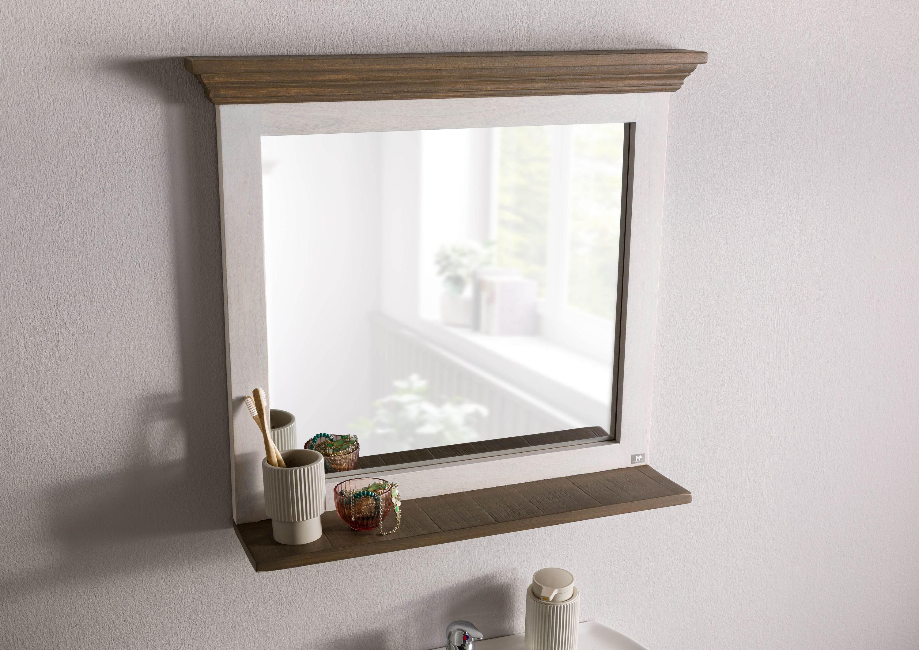 Massivmoebel24 Spiegel (1-St., Mango 70x15x63 weiß lackiert TOULOUSE #134), Mango 70x15x63 weiß lackiert TOULOUSE #134